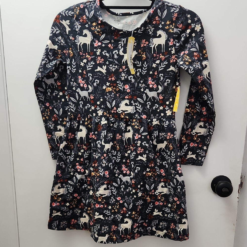 Adorable Kids Dress with Floral and Animal Design
